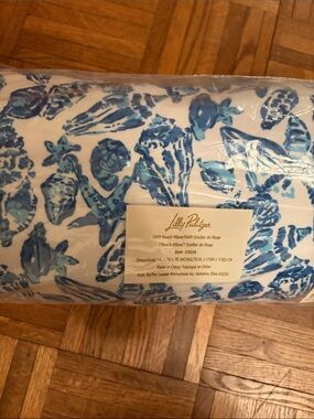 Lilly Pulitzer Blue Coastal Shell Lumbar Pillow